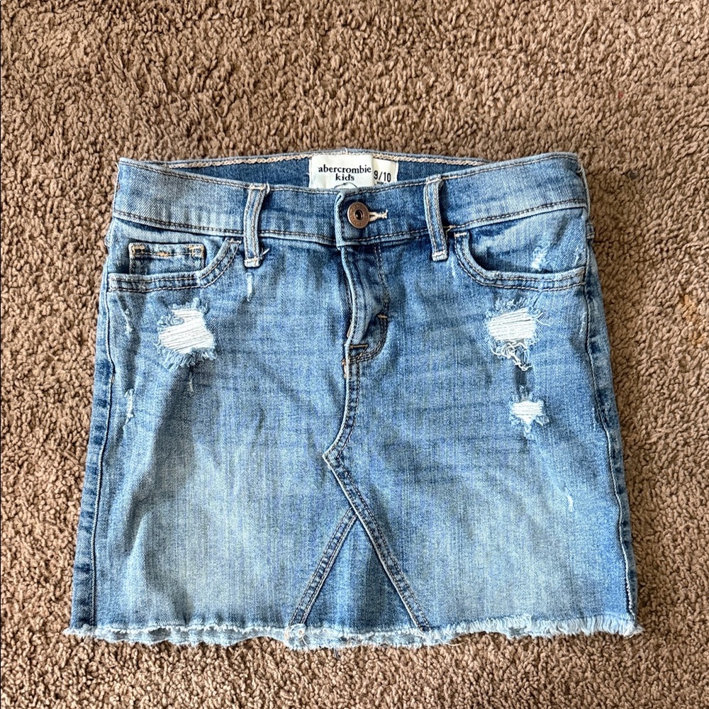Abercrombie & Fitch Blue Distressed Denim Skirt